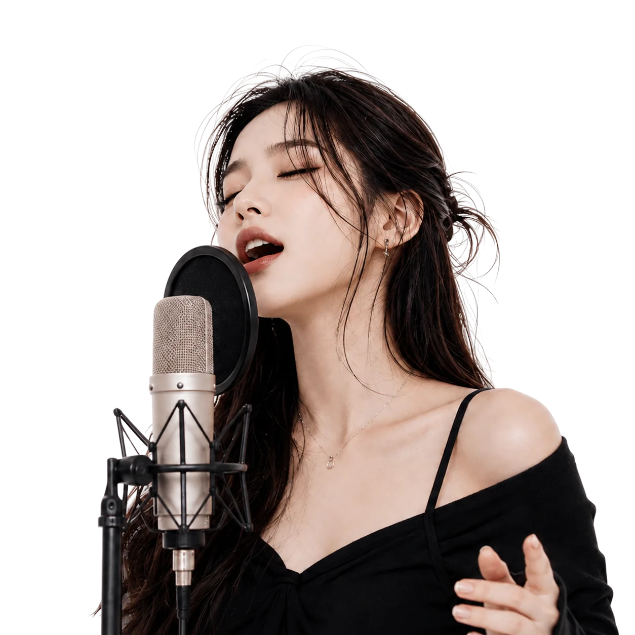 마이크 앞에서 노래하는 보컬 수강생